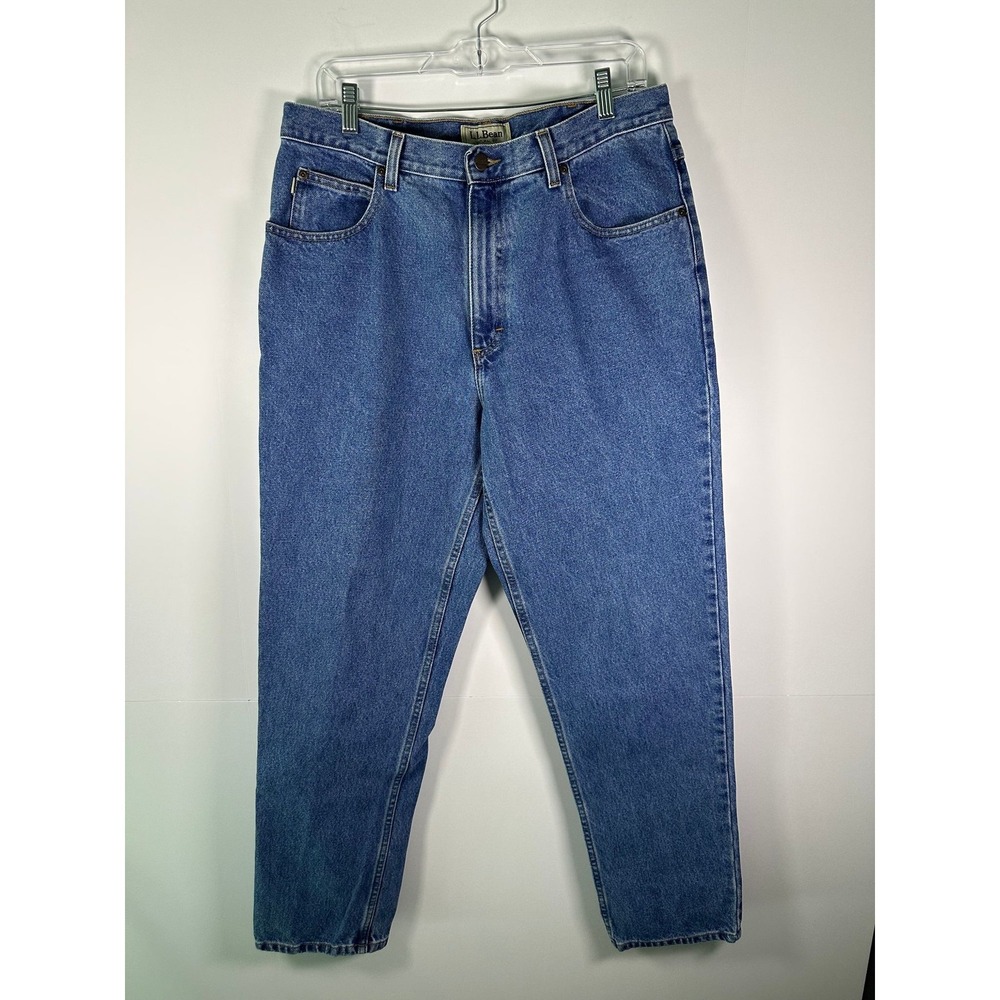 L.L.Bean Jeans Mens 35x32 Natural Fit Relaxed Straight Leg Blue 100% Cotton